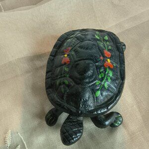 Wilton Cast Iron Hand Painted Turtle Trinket Box